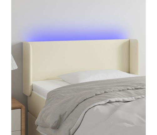 Cabecero con LED cuero sintético crema 103x16x78/88 cm