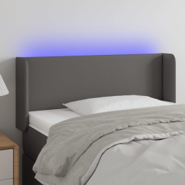 Cabecero con LED cuero sintético gris 103x16x78/88 cm