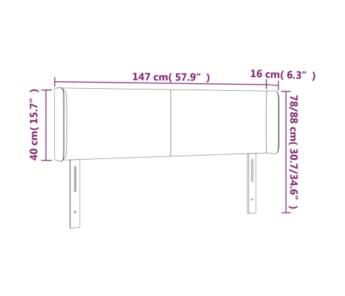 Cabecero con LED cuero sintético negro 147x16x78/88 cm