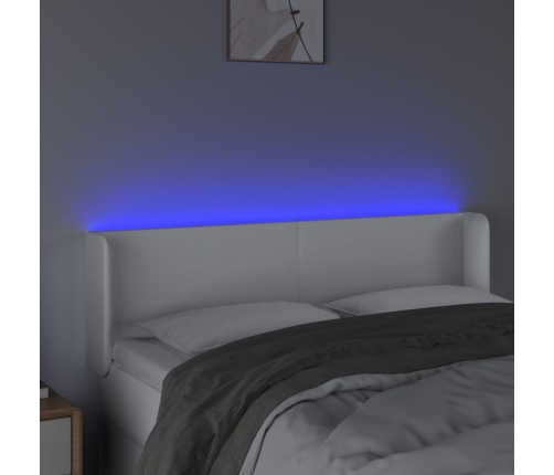 Cabecero con LED cuero sintético blanco 147x16x78/88 cm