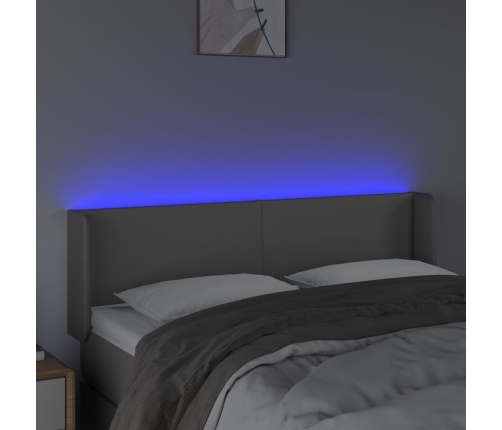 vidaXL Cabecero con LED cuero sintético gris 147x16x78/88 cm