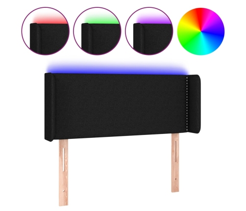 Cabecero con LED de tela negro 83x16x78/88 cm