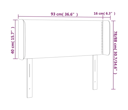 Cabecero con LED de tela gris taupe 93x16x78/88 cm