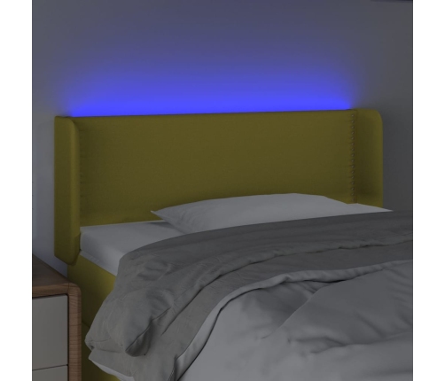 Cabecero con LED de tela verde 93x16x78/88 cm