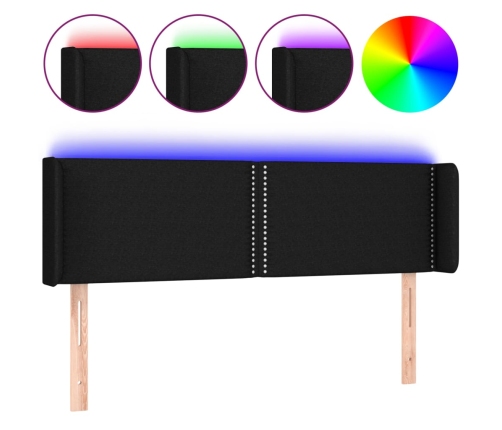 Cabecero con LED de tela negro 147x16x78/88 cm