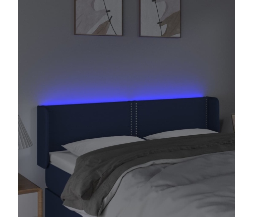 Cabecero con LED de tela azul 147x16x78/88 cm