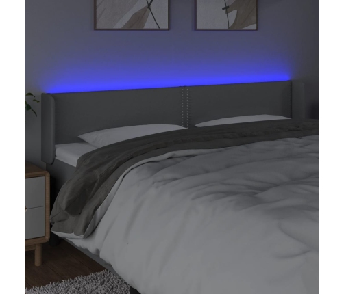 Cabecero con LED de tela gris claro 163x16x78/88 cm