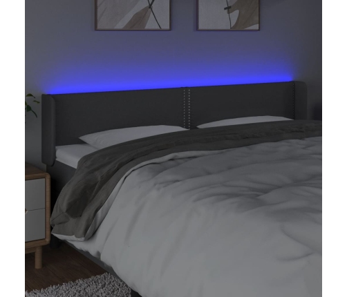 Cabecero con LED de tela gris oscuro 183x16x78/88 cm