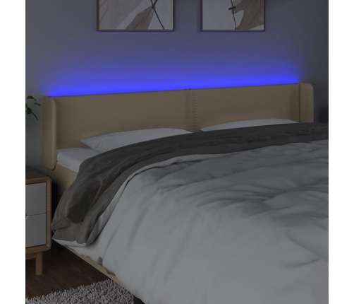 vidaXL Cabecero con LED de tela crema 203x16x78/88 cm