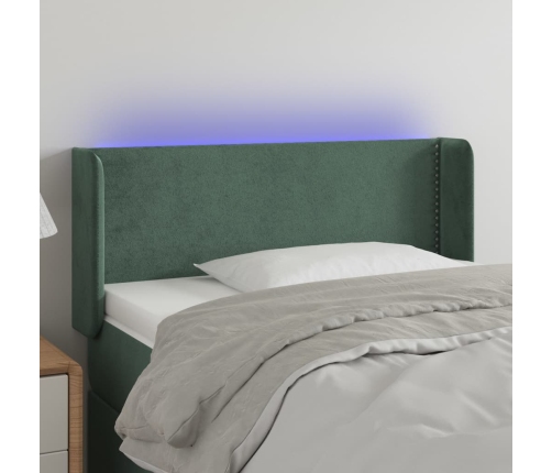 Cabecero con LED de terciopelo verde oscuro 83x16x78/88 cm