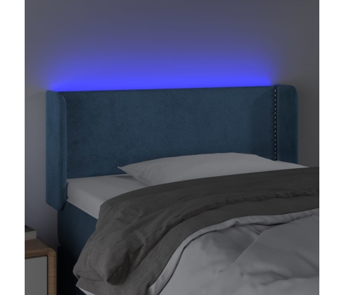 Cabecero con LED de terciopelo azul oscuro 83x16x78/88 cm