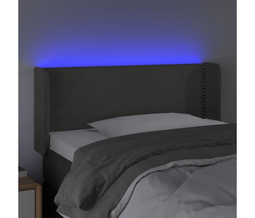 Cabecero con LED de terciopelo gris oscuro 93x16x78/88 cm