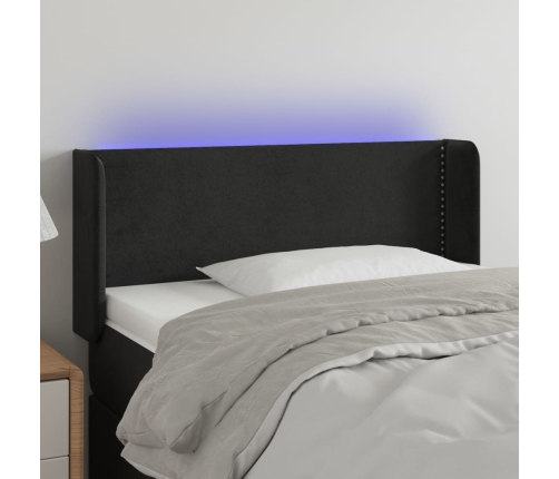 Cabecero con LED de terciopelo negro 93x16x78/88 cm