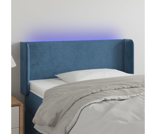 Cabecero con LED de terciopelo azul oscuro 93x16x78/88 cm