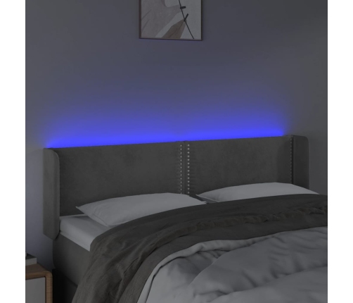 Cabecero con LED de terciopelo gris claro 147x16x78/88 cm