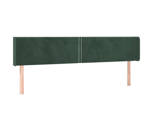 Cabecero con LED de terciopelo verde oscuro 163x16x78/88 cm