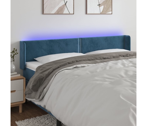 vidaXL Cabecero con LED de terciopelo azul oscuro 163x16x78/88 cm