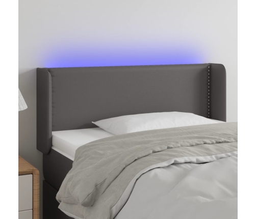 Cabecero con LED cuero sintético gris 83x16x78/88 cm