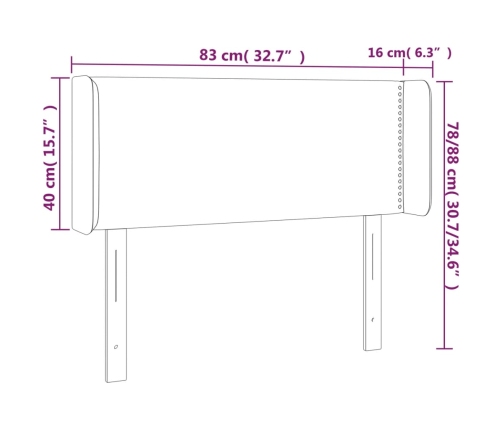 Cabecero con LED cuero sintético color capuchino 83x16x78/88 cm