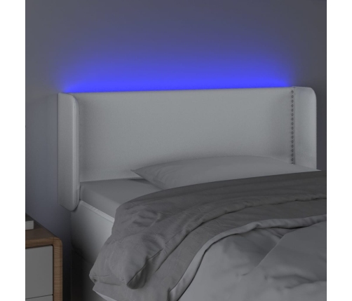 Cabecero con LED cuero sintético blanco 93x16x78/88 cm