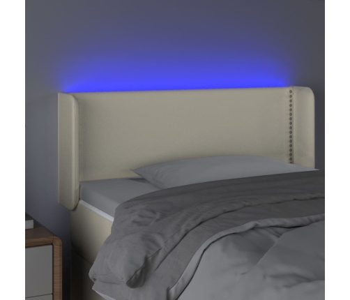 Cabecero con LED cuero sintético crema 93x16x78/88 cm