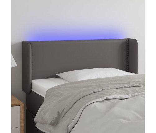 Cabecero con LED cuero sintético gris 93x16x78/88 cm