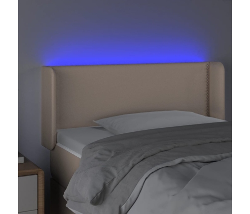 Cabecero con LED cuero sintético color capuchino 93x16x78/88 cm