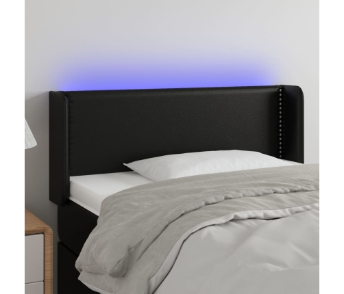 Cabecero con LED cuero sintético negro 103x16x78/88 cm