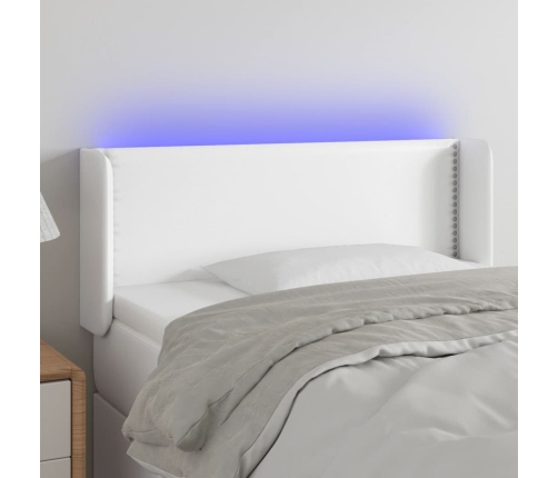 Cabecero con LED cuero sintético blanco 103x16x78/88 cm