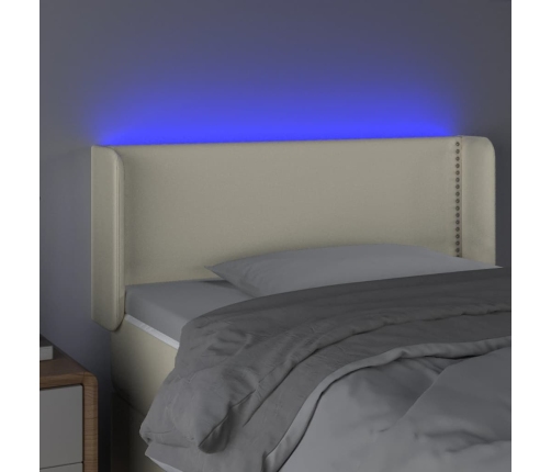 Cabecero con LED cuero sintético crema 103x16x78/88 cm