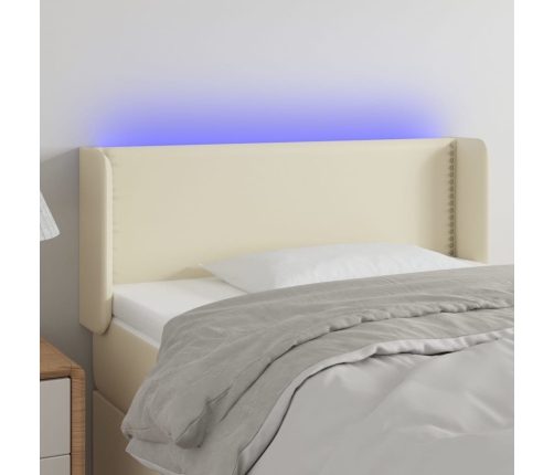 Cabecero con LED cuero sintético crema 103x16x78/88 cm