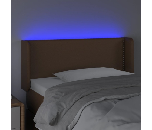 vidaXL Cabecero con LED cuero sintético marrón 103x16x78/88 cm