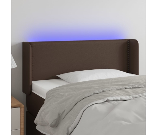 vidaXL Cabecero con LED cuero sintético marrón 103x16x78/88 cm