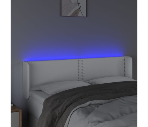 Cabecero con LED cuero sintético blanco 147x16x78/88 cm