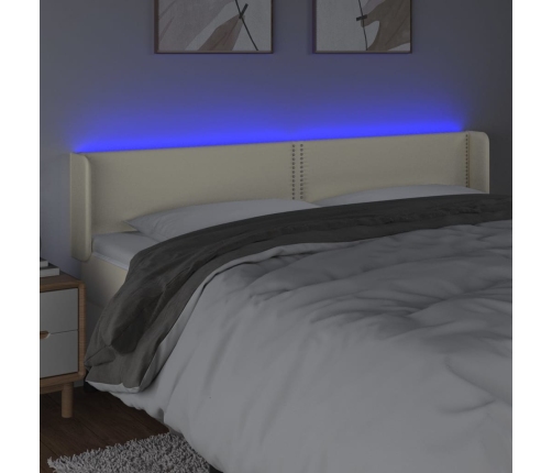 Cabecero con LED cuero sintético crema 163x16x78/88 cm