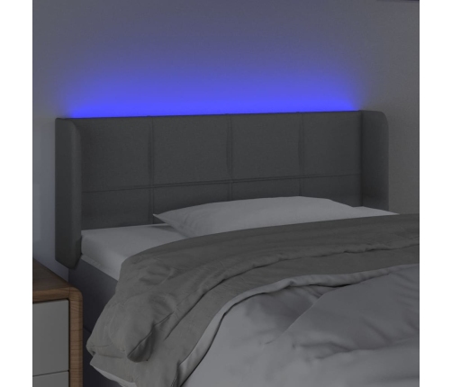 Cabecero con LED de tela gris claro 83x16x78/88 cm