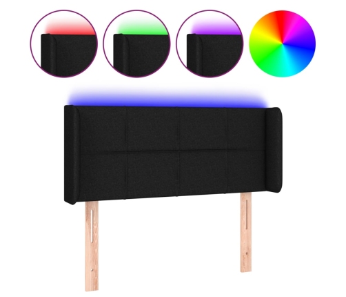 Cabecero con LED de tela negro 83x16x78/88 cm