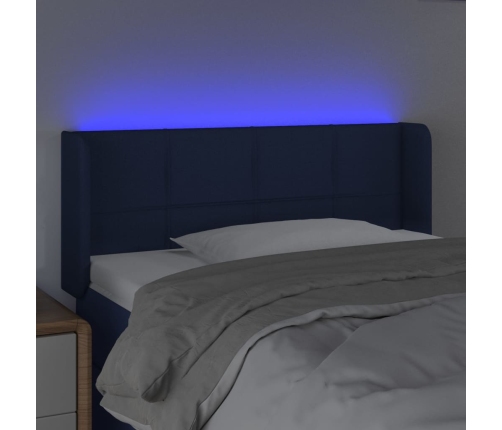 Cabecero con LED de tela azul 83x16x78/88 cm