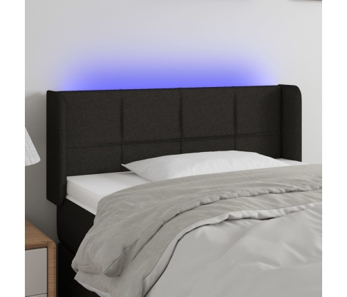 Cabecero con LED de tela negro 103x16x78/88 cm