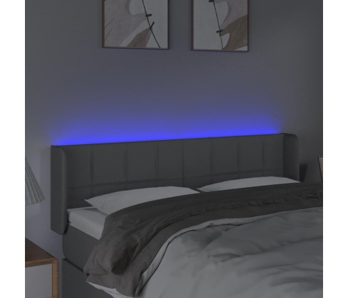 Cabecero con LED de tela gris claro 147x16x78/88 cm