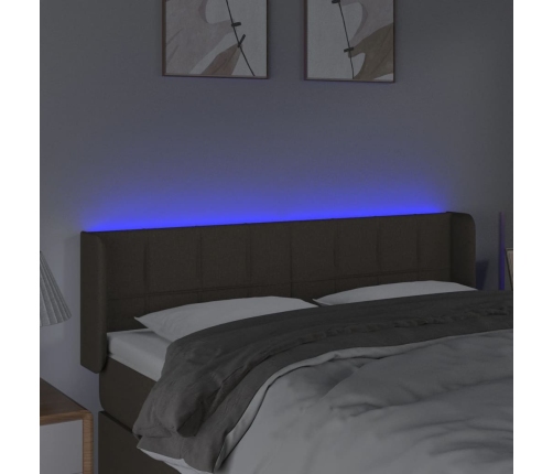 Cabecero con LED de tela gris taupe 147x16x78/88 cm