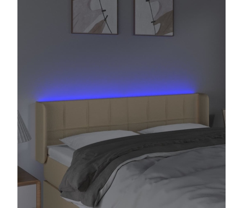 Cabecero con LED de tela crema 147x16x78/88 cm