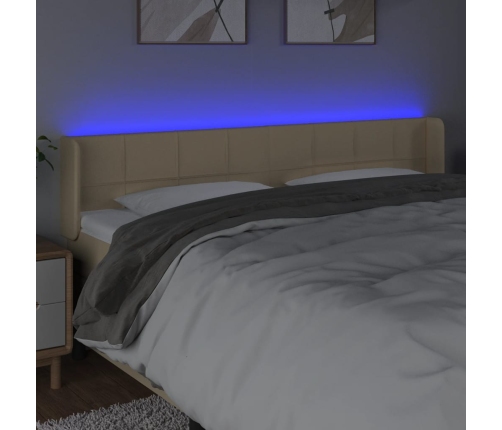 Cabecero con LED de tela crema 163x16x78/88 cm