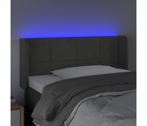 Cabecero con LED de terciopelo gris oscuro 83x16x78/88 cm