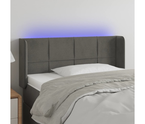 Cabecero con LED de terciopelo gris oscuro 83x16x78/88 cm