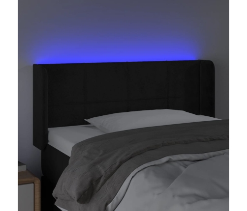 Cabecero con LED de terciopelo negro 83x16x78/88 cm