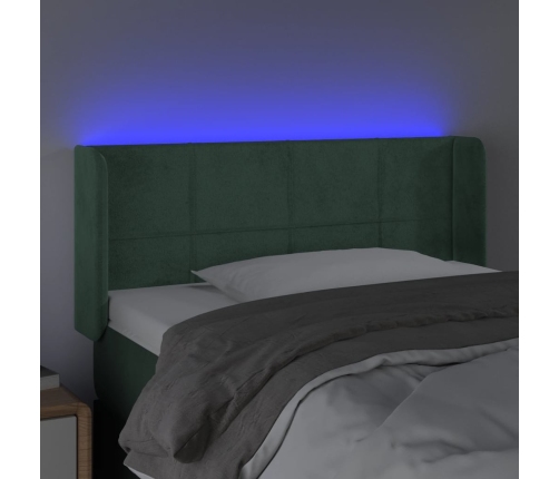 Cabecero con LED de terciopelo verde oscuro 83x16x78/88 cm