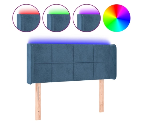 Cabecero con LED de terciopelo azul oscuro 83x16x78/88 cm