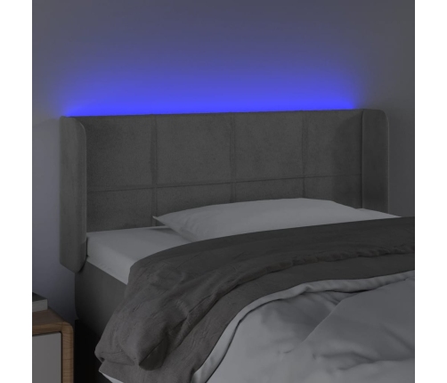 Cabecero con LED de terciopelo gris claro 93x16x78/88 cm