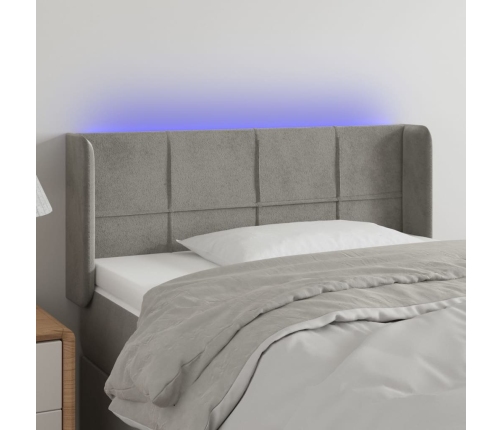 Cabecero con LED de terciopelo gris claro 93x16x78/88 cm